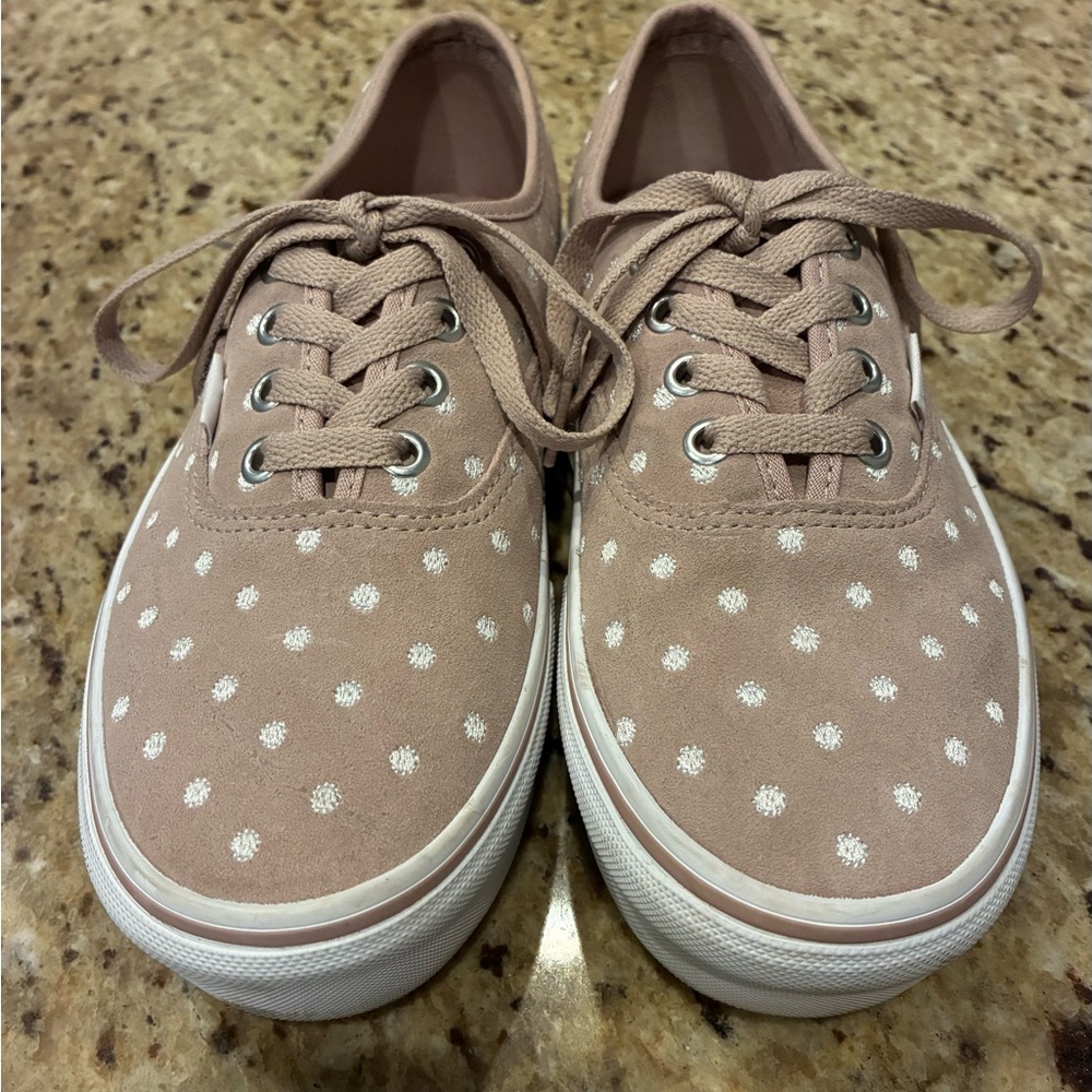 Vans Authentic Platform 2.0 Pink True White Suede Polka Dot Shoes Womens Size 7